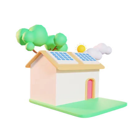 Solar Panel House  3D Icon