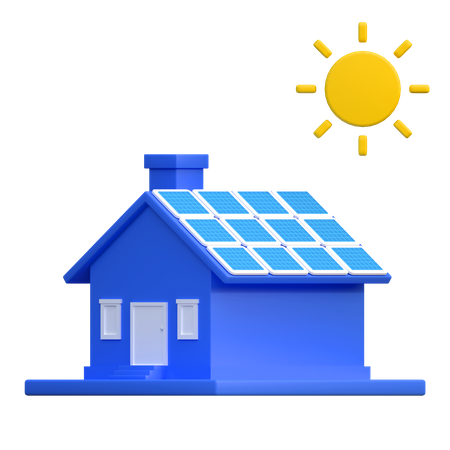 Solar Panel House  3D Icon