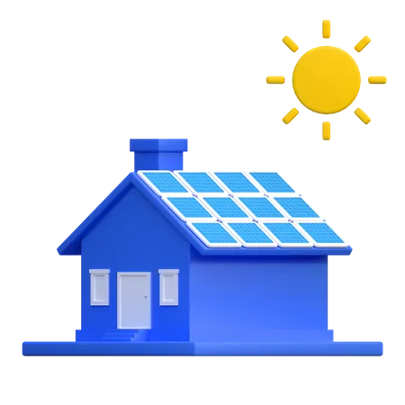 House Using Solar Panel Energy Icon Earth Day 3 D Illustration 3D Icon