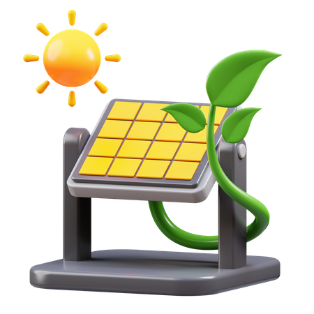 Solar Panel With Sun  3D Icon