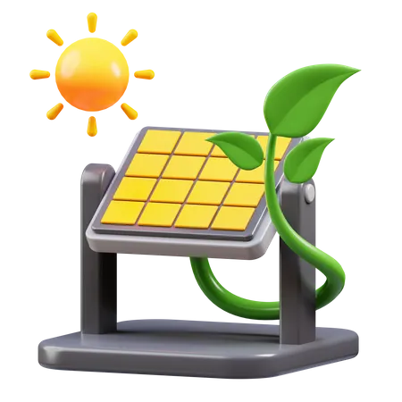 Solar Panel With Sun  3D Icon