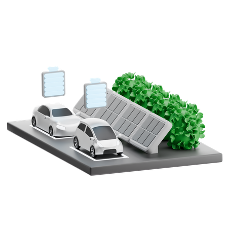 Solar Powered Ev Parking  3D Icon