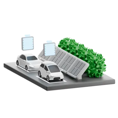 Solar Powered Ev Parking  3D Icon