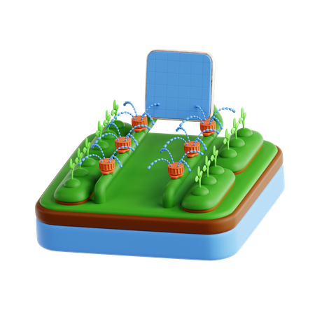 Solar-Powered Irrigation  3D Icon