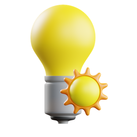 Solar Powered Light Bulb  3D Icon