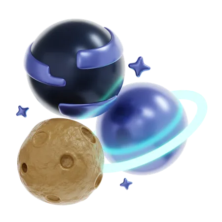 3 D Rendering Planets Space Icon 3D Icon