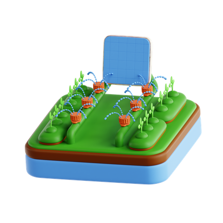 Solarbetriebene Bewässerung  3D Icon