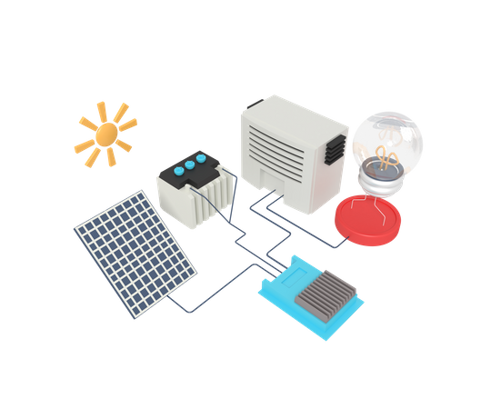 Funktionsschema für Solarmodule  3D Icon