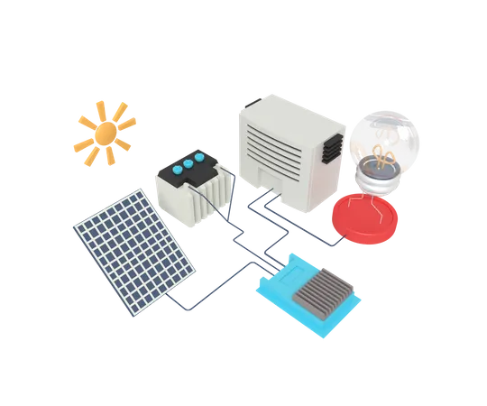 Funktionsschema für Solarmodule  3D Icon