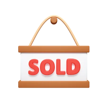 3 D Sold For Sale Placard Sold Sticker Sold Sold Sign Icon Isolated On White Background 3 D Rendering Illustration Clipping Path 3D Icon