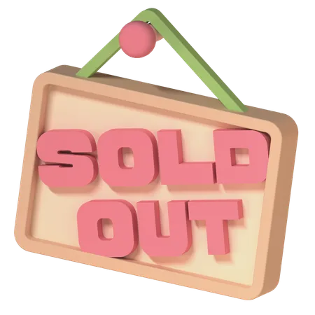 Sold Out Hanging Sign Illustration In 3 D Design 3D Icon