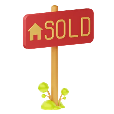 3 D Illustration Real Estate Sold Sign 3D Icon