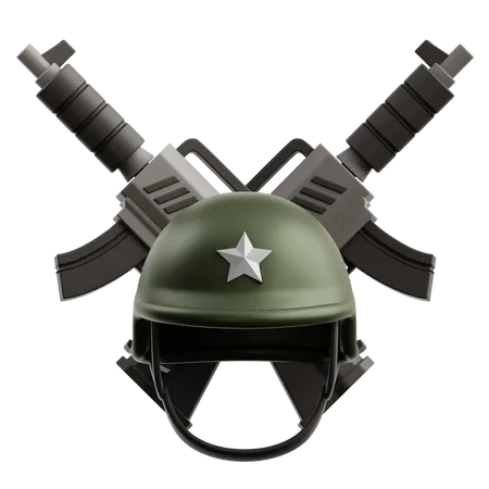 Casco de soldado y armas  3D Icon