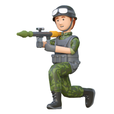 Soldado com lançador de foguetes RPG  3D Illustration