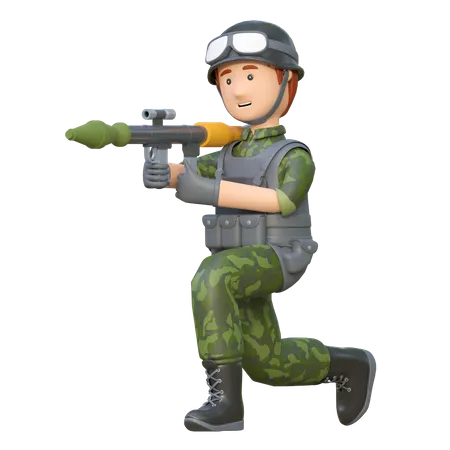 Militar Segurando O Lancador De Foguetes RPG Ilustracao Dos Desenhos Animados 3 D 3D Illustration