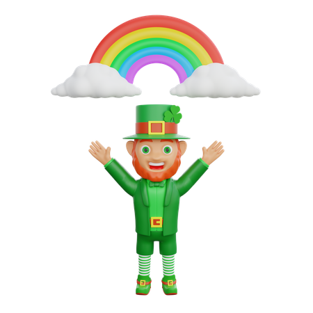 El soldado irlandés está mirando el arco iris.  3D Illustration