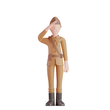 Soldado patriota faz saudação  3D Illustration