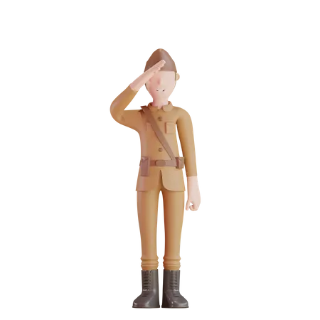 Soldado patriota faz saudação  3D Illustration