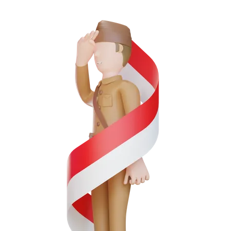 El Personaje Patriota 3 D Da Gesto De Respeto 3D Illustration