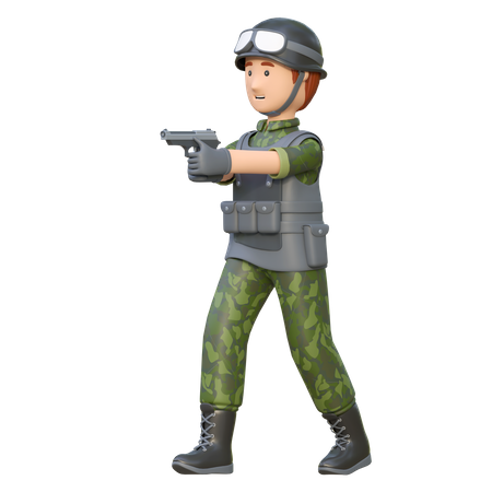 Soldado segurando arma  3D Illustration