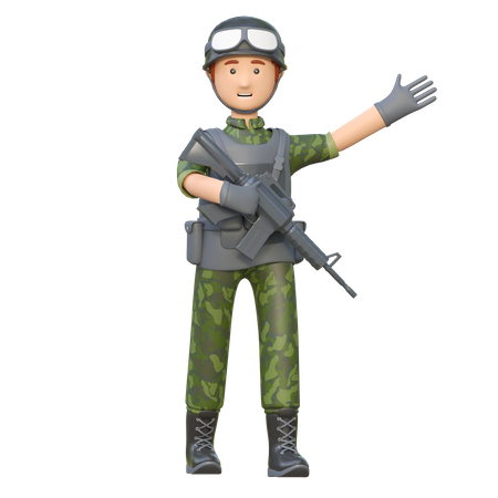 Soldado sosteniendo rifle  3D Illustration