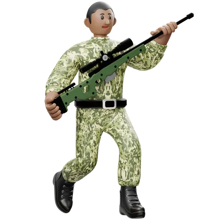 Soldados segurando arma  3D Illustration