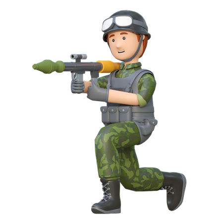 Soldat avec lance-roquettes RPG  3D Illustration