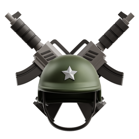 Soldatenhelm und Waffen  3D Icon