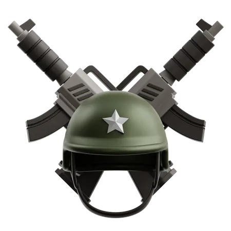 Soldatenhelm und Waffen  3D Icon