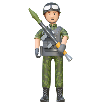 Soldat tenant un lance-roquettes RPG  3D Illustration