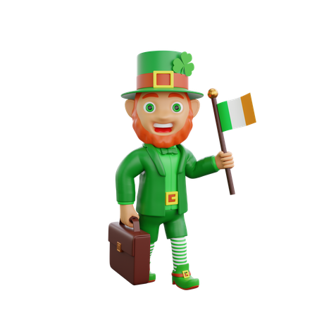 Soldat irlandais tenant un drapeau  3D Illustration