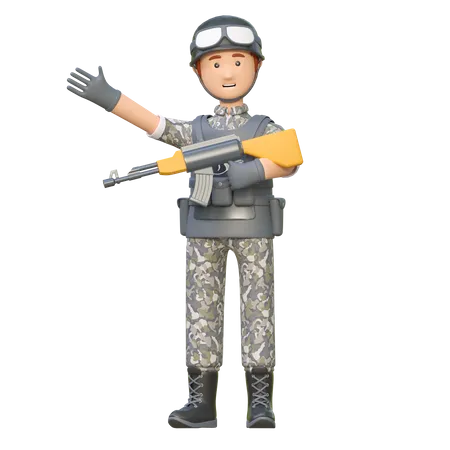 Soldat mit AK 47  3D Illustration