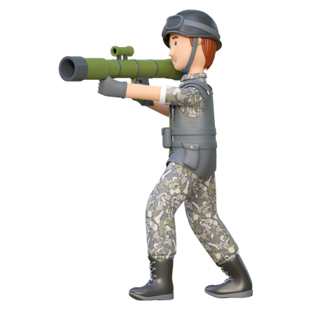 Soldat mit Raketenwerfer  3D Illustration