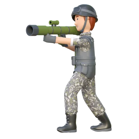 Soldat mit Raketenwerfer  3D Illustration
