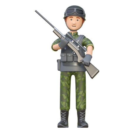 Soldat mit Scharfschützengewehr  3D Illustration