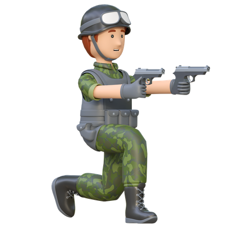 Soldat tenant un double pistolet  3D Icon