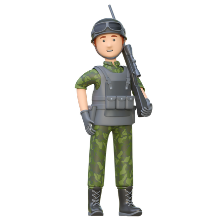 Soldat tenant un fusil de sniper  3D Icon
