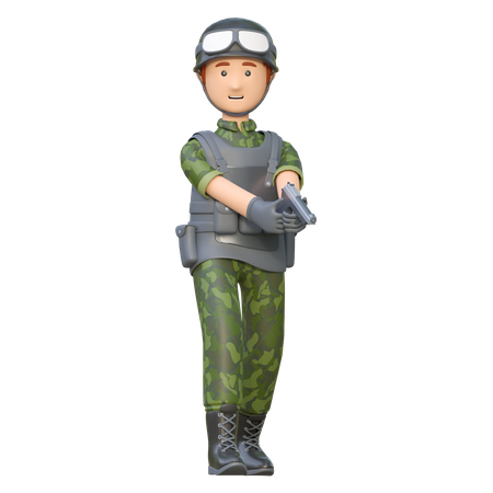 Soldat tenant un pistolet  3D Icon