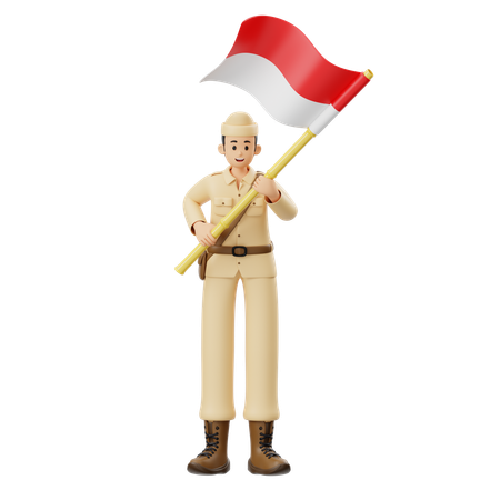 Soldat trägt eine Flagge  3D Illustration