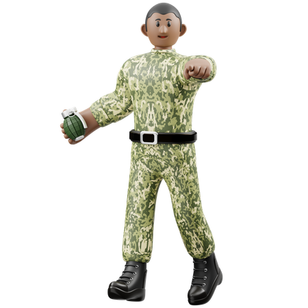 Soldats avec des grenades  3D Illustration