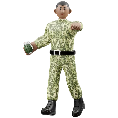 Soldats avec des grenades  3D Illustration