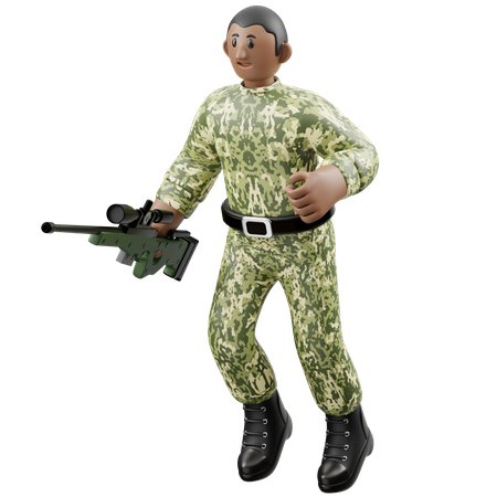 Soldats marchant avec une arme à feu  3D Icon