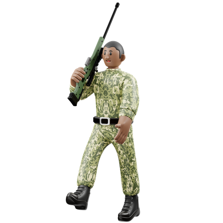 Les soldats prennent les armes  3D Illustration