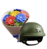 Soldier Helmet and Flower Bouquet