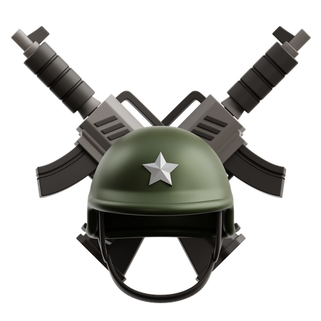 Soldier Helmet and Guns  3D Icon