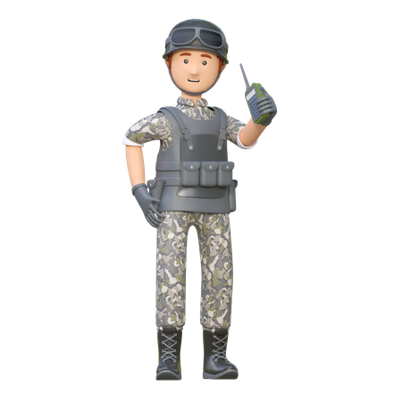 Soldier Using Satellite Phone  3D Illustration