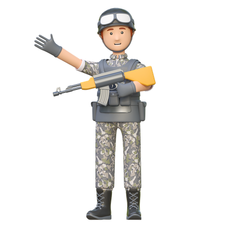 Soldier with Ak 47  3D Illustration