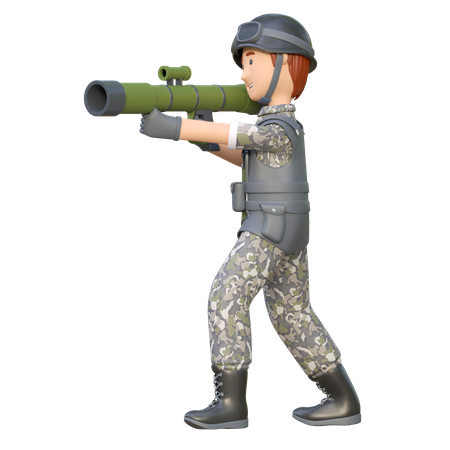 Soldier with Rocket Launcher  3D Illustration