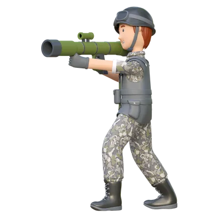 Soldier with Rocket Launcher  3D Illustration