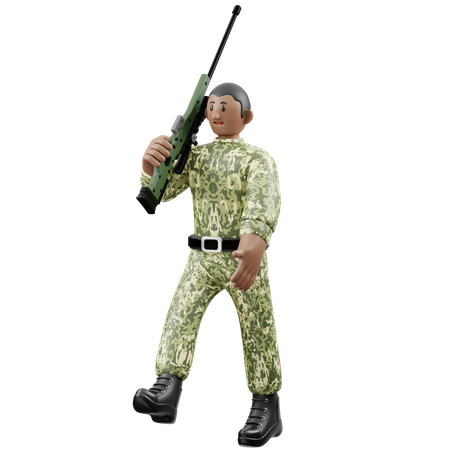 Soldiers Take Up Arms  3D Illustration